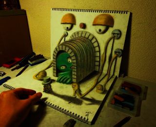 Illustration for article titled Beautiful Sketches That Turn into 3-D Illusions on the Page